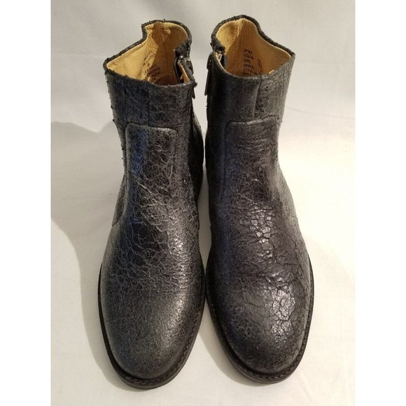 Anthropologie Farylrobin Morris Black Stress Cracked Leather Booties Size 5 New - Picture 3 of 7